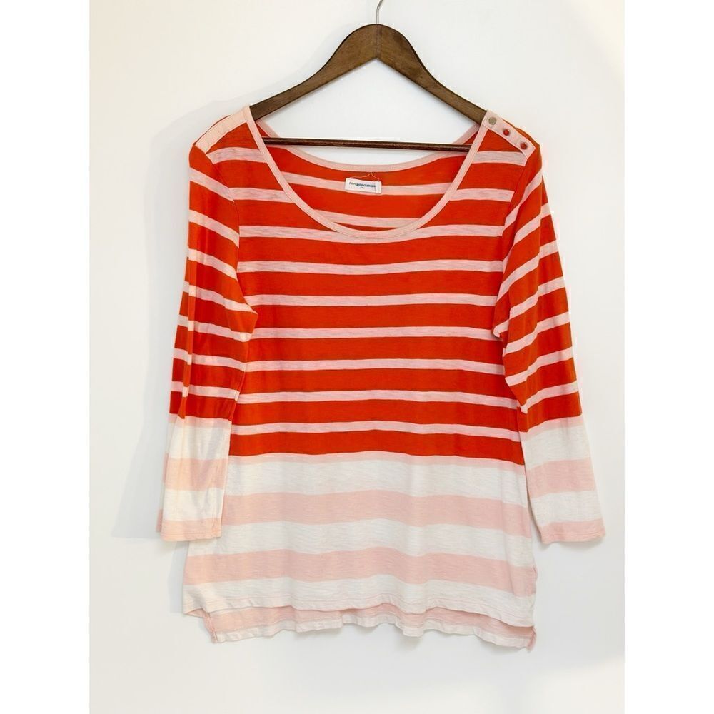 Anthropologie Pilcro and the Letterpress Striped 3/4 Sleeve Tunic Top Size Large